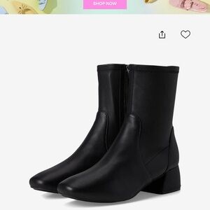 gentle souls Black Mid-Calf Block Heel Ankle Boots
